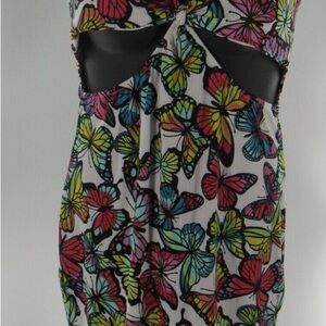 Colorful Butterfly Print Cut Out Dress
